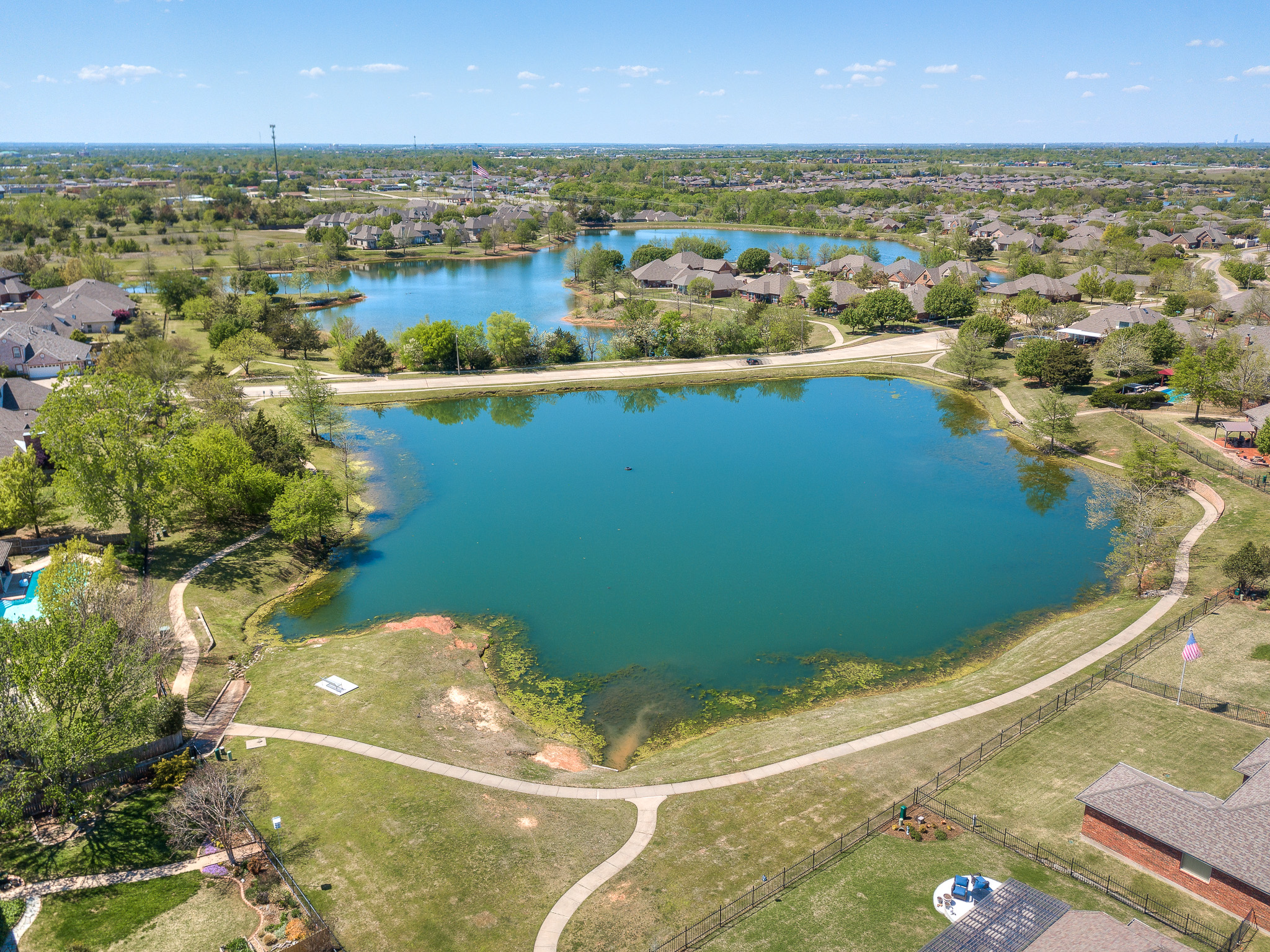 Summit Lakes Norman Oklahoma — aerial view of lakes and community